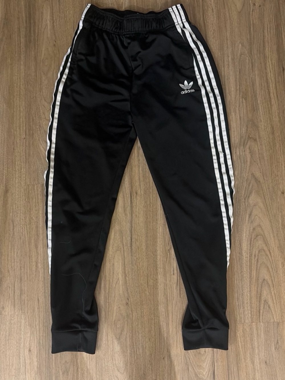 Adidas Kids Black Three-Stripe Track Pants size YLarge